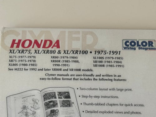 Clymer Manuals Honda XL/XR75, XL/XR80 & XL/XR100 1975-1991