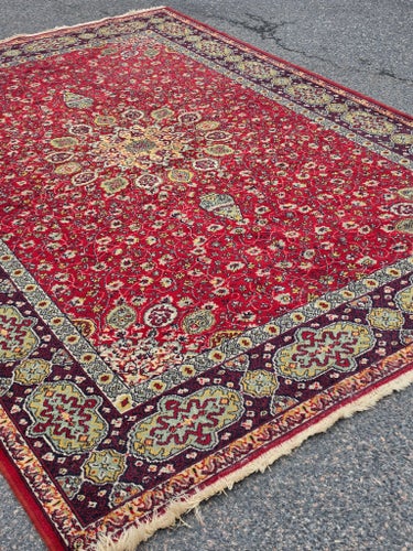 En stora Röd 100% ren ull matta med orientaliskt mönster 200×300