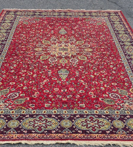 En stora Röd 100% ren ull matta med orientaliskt mönster 200×300