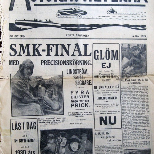 Motornyheterna 1929-49 Racing SMK Final.Velocette Brough Sup