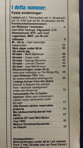 Motor nr 10 1982: Bilhistoria 1922-1982