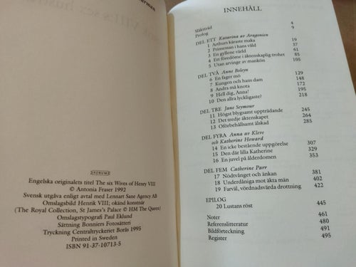 Henrik VIII:s sex hustrur av Antonia Fraser. bok. Very Fine plus