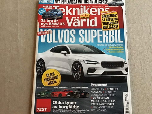 TEKNIKENS VÄRLD NR 23 2017 POLSTAR 1,FORD MUSTANG AUDI RS5,BENTLEY,BMW X3,SUBARU