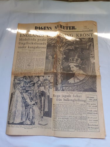Elizabeth II kröning - 3 Juni 1953 - Dagens Nyheter - Kung Charles 4 år gammal