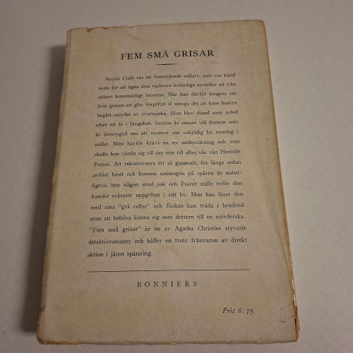 Agatha Christie - Fem små grisar hft sv 1a 1943 ett fint exemplar!!