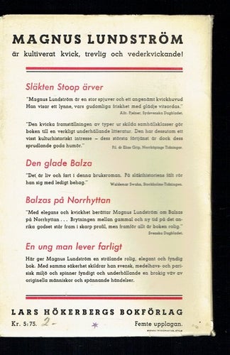 Magnus Lundström - En ung man lever farligt (1935 osprättad)