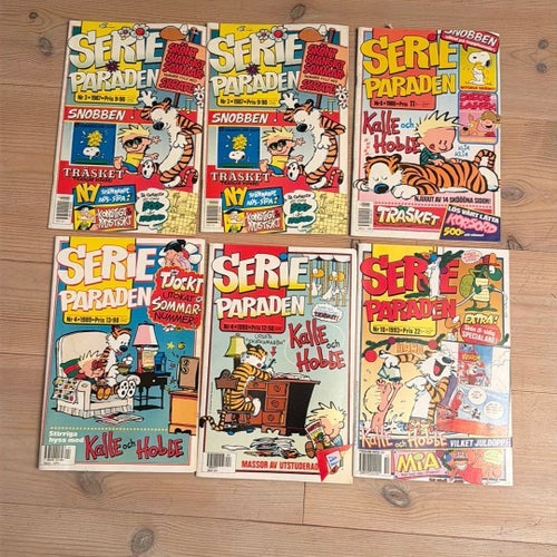Serieparaden tidningar med Kalle Anka och Hobbe 1987-1993