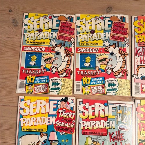 Serieparaden tidningar med Kalle Anka och Hobbe 1987-1993