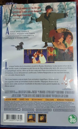 Walt Disney ANASTASIA FRANSK VERSION VHS PAL tecknad barn film Fransk