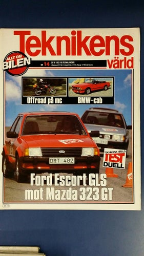 Teknikens Värld nr 14 1982: Mazda 323 GT, Ford Escort GLS, Suzuki DR 400