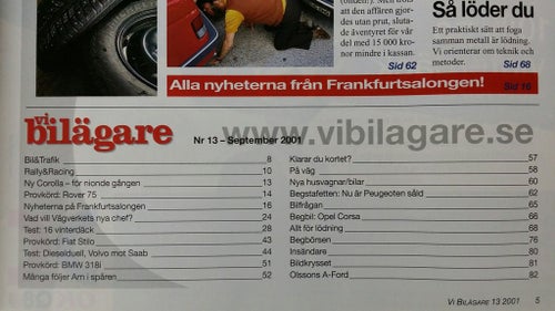 Vi Bilägare nr 13 2001: Rover 75 Tourer, Saab 9-5 3,0 TiD, Volvo S80 D5, Stilo