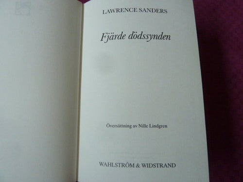 FJÄRDE DÖDS SYNDEN, L. SANDERS, 1988, BÖCKER