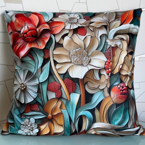 Kuddfodral Art Nouveau design blomkonstverk