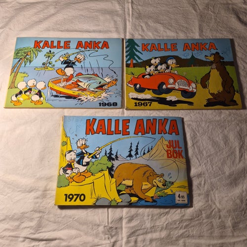 3 stycken Kalle Anka Julbok 1967, 1968, 1970