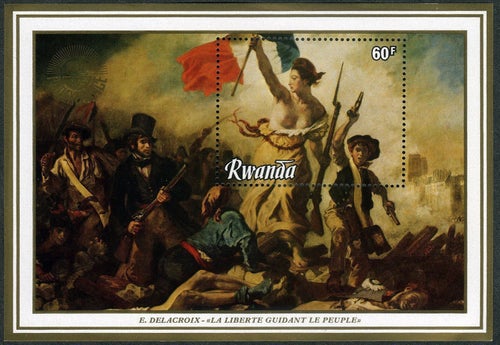 Rwanda 1982 Målningen Friheten leder folket postfriskt block **