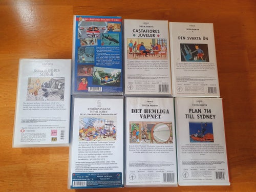 7x Tintin på VHS