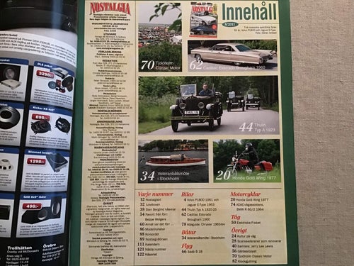 NOSTALGIA NR 8 2011 VOLVO P1800,SAAB B 18 FLYG,F - LOK,HONDA GOLD WING,CADILLAC