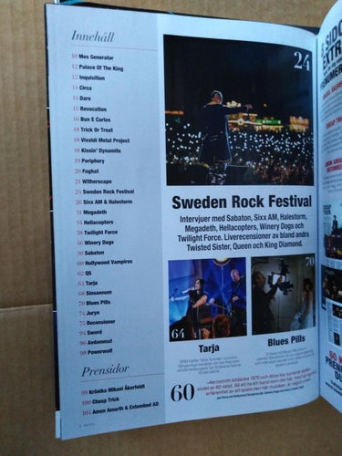 Sweden rock magazine 2016 nr 7 Sabaton Hellacopters Tarja Megadeth Blues Pills