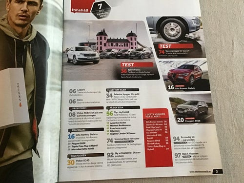 TEKNIKENS VÄRLD NR 7 2017 VOLVO XC60,TOYOTA PRIUS,PEUGEOT 5008,SKODA,POLESTAR