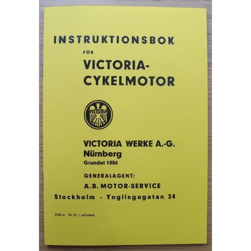 Instruktionsbok Victoria Påhängsmotor/ Cykelmotor