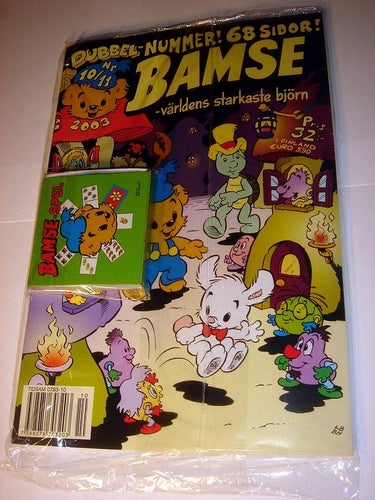 BAMSE I ORIGINAL PLAST med leksak 2003 nr10/11 BAMSE SPEL