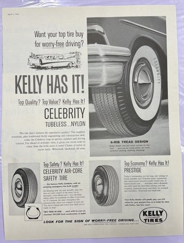Tidningsutdrag 1958 Kelly Tires