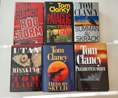 Tom Clancy – 6 st böcker SVENSKA FÖRSTAUPPLAGOR (5st) Jack Ryan!