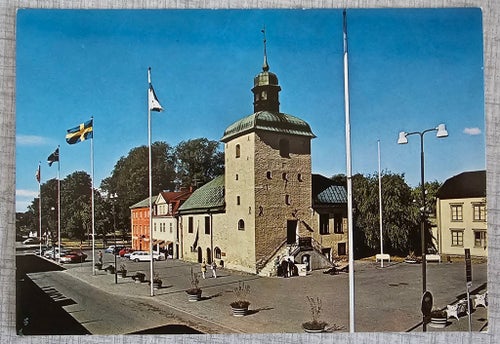 Vykort - Vadstena, Torget med Rådhuset