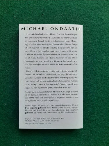 Den Engelske Patienten - Michael Ondaatje - 1996, gott skick.