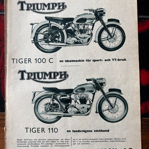 Triumph Tiger 100 C Tiger 110 1954 annons