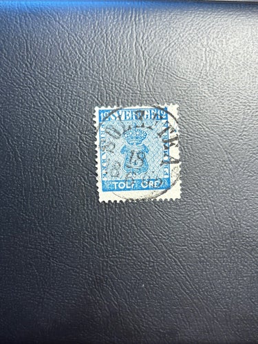 F9 T14 12 öre blå stämplat Solefteå 18/6 1865