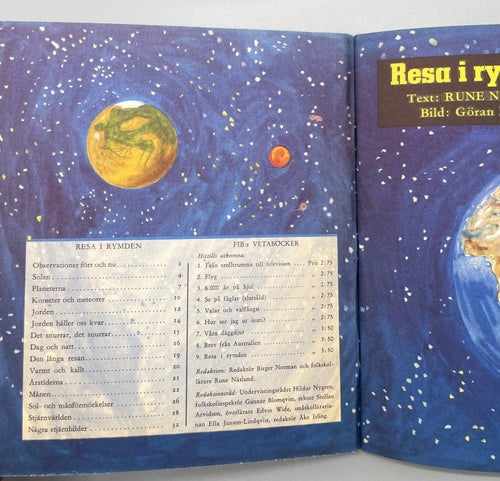 Resa i rymden av Rune Näslund (bilderbok, astronomi, FIB:s Vetaböcker nr 9)