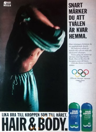 WELLA HAIR & BODY - OS CALGARY SPONSOR, TIDNINGSANNONS 1987