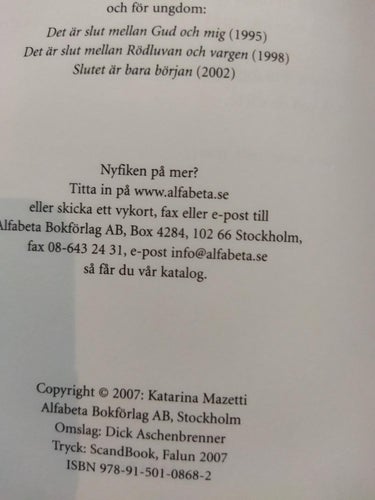 Mitt himmelska kramdjur av Katarina Mazetti. Very Fine plus
