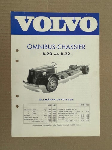 VOLVO Försäljningsbroschyr Omnibus - Chassier B-20 och B-22