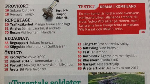 Vi Bilägare 18 2014: VW Passat TDI, Volvo V70 D4, BMW 520d, Subaru Outback