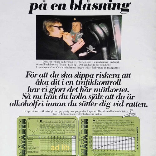 SYSTEMBOLAGET - ÅK INTE DIT PÅ EN BLÅSNING, ANNONS 1975