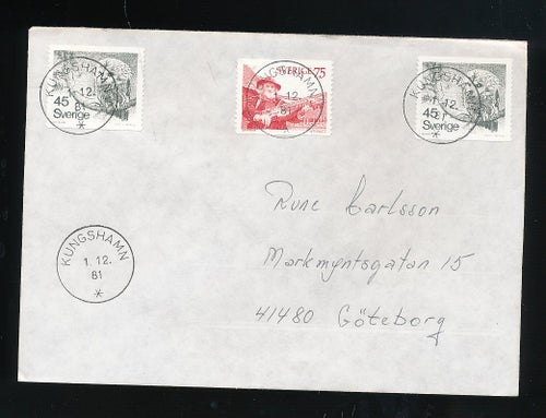 ETT LYX Stämplat KUVERT KUNGSHAMN 1.12.81 1.Dagen