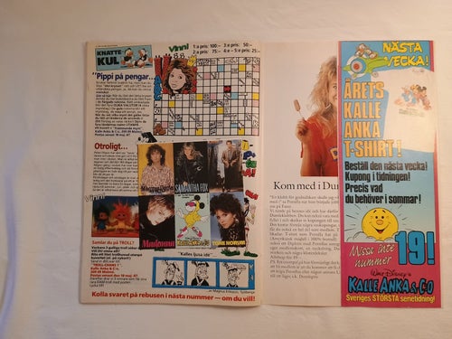 Kalle Anka & co - 1987 nr 18 - Popklistermärken - Samantha Fox - Glass MLP