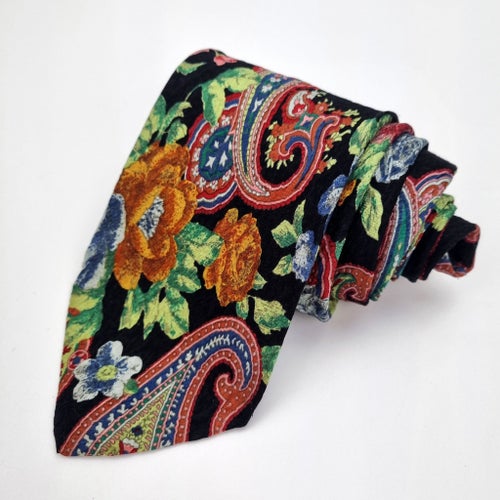 ÄKTA Kenzo Sidenslips Slips Silke Siden Paisley Blommig Blommor Rosor