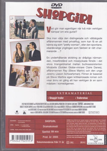 DVD / Shopgirl / Claire Danes, Steve Martin, Jason Schwartzman / Nära nyskick