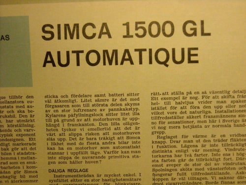 tset av nya Simca 1500 GL Automatique från 1966