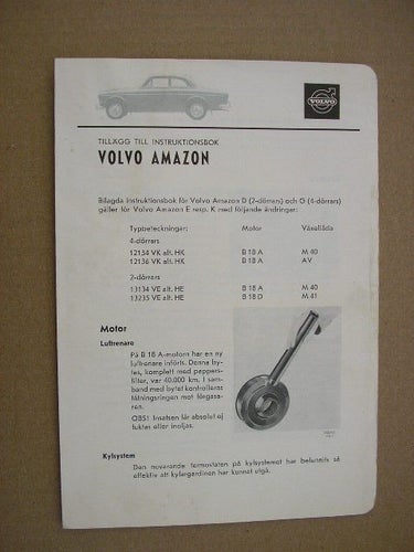 VOLVO Tillägg Instruktionsbok Amazon