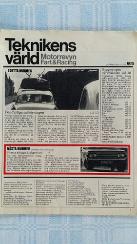 Teknikens Värld nr 15 1969: Rover 3500, Saab 99, beg Ford Taunus 17M