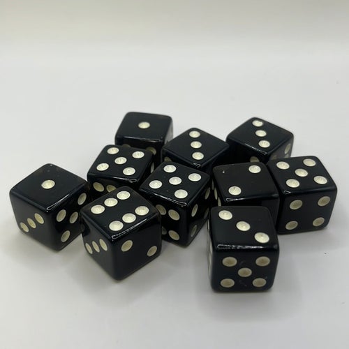 10st genomskinliga Svarta tärningar 18mm