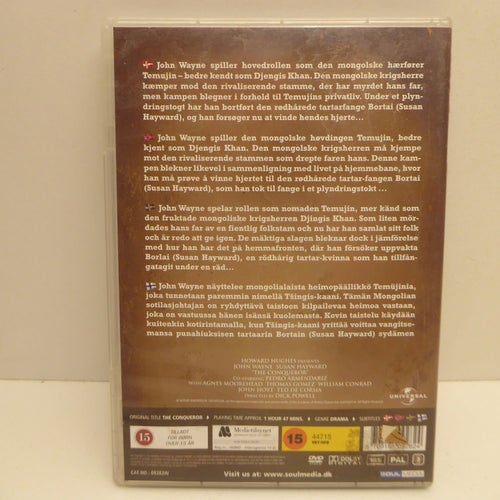 The Conqueror - John Wayne - Region 2, DVD-film, Svensk text, Fint skick