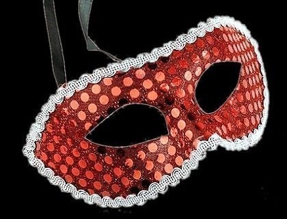 Mask maskerad maskeradmask utklädningskläder halvmask RÖD Halloween **
