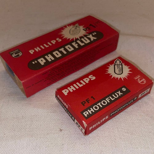 FOTOBLIXTAR PHILIPS PF1 Photoflux, 5+5 st ** vintage 1960 tal