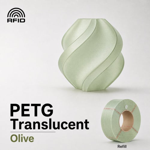 Bambu Lab PETG Translucent Olive 3D-skrivarfilament, 1.75 mm, 1 kg, Refill