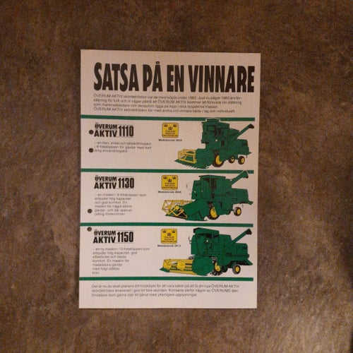 Broschyr ÖVERUM AKTIV Skördetröskor